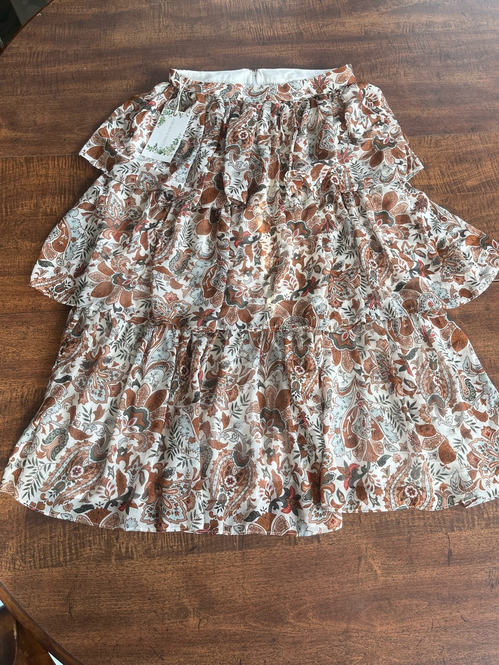 Chelsea & Violet NWT Paisley Ruffle Tiered Maxi Skirt Small Romantic Floral $98